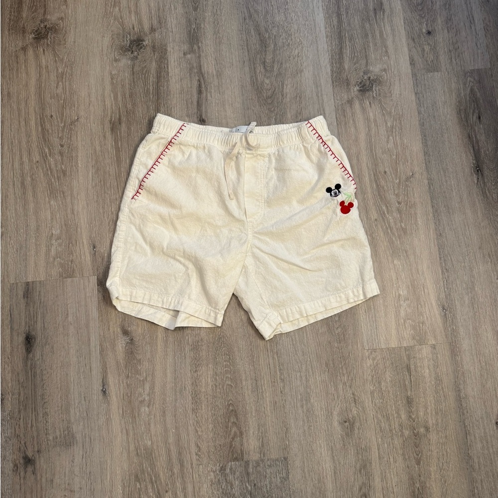 Mickey Old Navy Cream Linen Blend Shorts